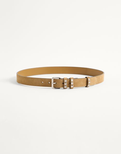 Valentino Garavani Valentino Garavani Flaneuse Suede Belt 30 Mm Man Havana Beige 100