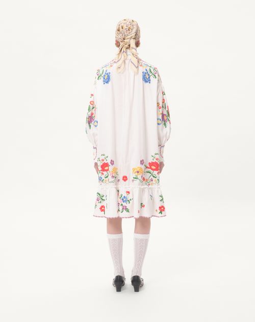 Valentino - Embroidered Cotton And Linen Dress - White/multicolour - Woman - Dresses