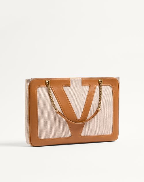 Valentino Garavani - Valentino Garavani Viva Superstar Medium Canvas Shopping Bag - Natural/spice - Woman - Totes