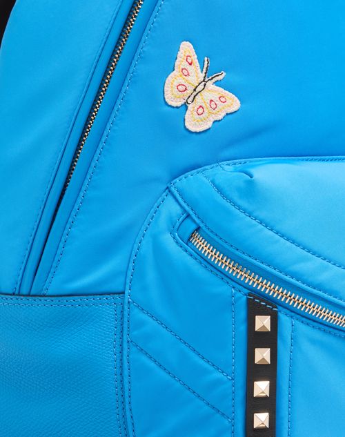 Valentino Garavani - Rockstud Backpack In Technical Fabric - Electric Blue - Man - Backpacks