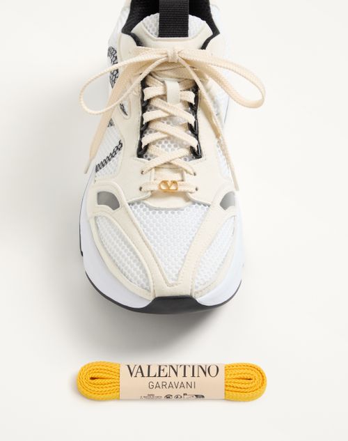 Valentino Garavani - Baskets Demivee En Tissu Ajouré Avec Empiècements En Daim - Blanc/gris - Homme - Baskets