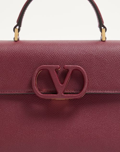 Valentino Garavani - Valentino Garavani Vsling Small Handbag In Grainy Calfskin - Cherry - Woman - Top Handle Bags