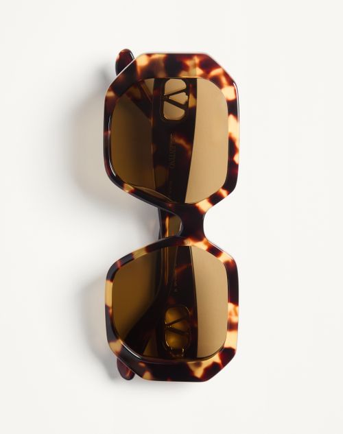 Valentino - ジオメトリックデザイン アセテート メガネ - ハバナ/ブラウン - ウィメンズ - アイウェア