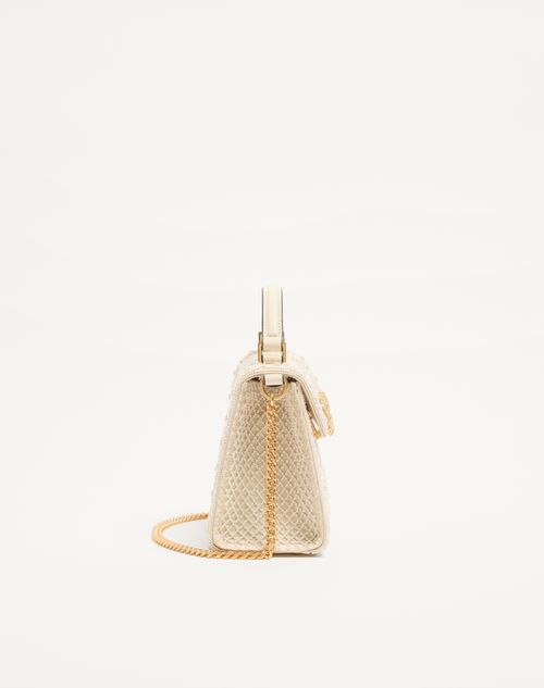 Valentino Garavani - Valentino Garavani Mini Vsling Embroidered Handbag With Jewel Logo - Butter - Woman - Top Handle Bags