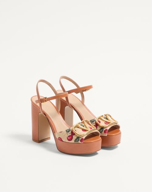 Valentino Garavani - Vlogo Signature Cherryfic Platform Sandal 115mm - Natural/red - Woman - Sandals