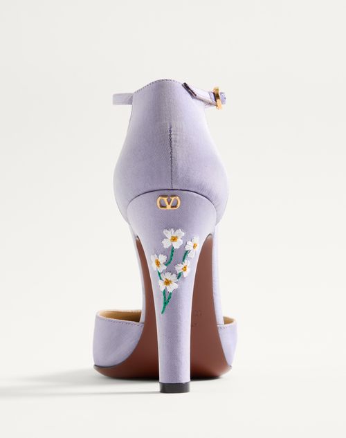 Valentino Garavani - Hi Dolly Fabric Pumps With Floral Embroidery 105mm - Ultra Violet - Woman - Pumps