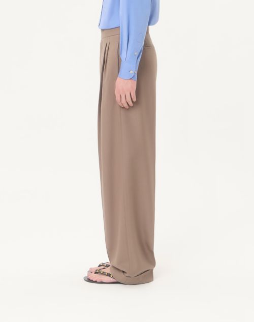 Valentino - Valentino Cuffed Wool Pants In Natté Wool - Beige - Man - Pants And Shorts