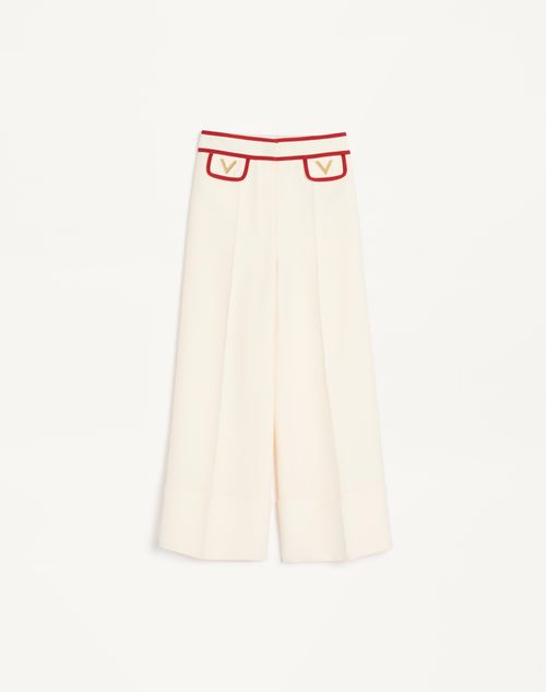 Valentino Crepe Couture Trousers Woman Ivory/red 38