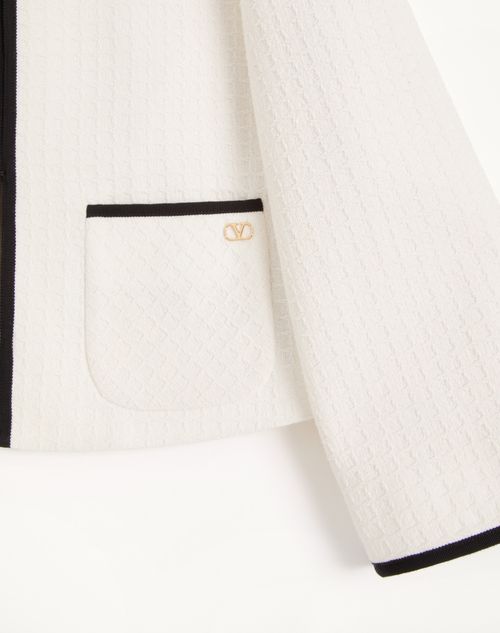 Valentino - Canestrello Cotton Tweed Jacket - Latte/black - Woman - Jackets And Blazers