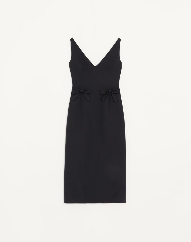 Valentino Women's Black Crepe Couture Midi Dress Woman 44