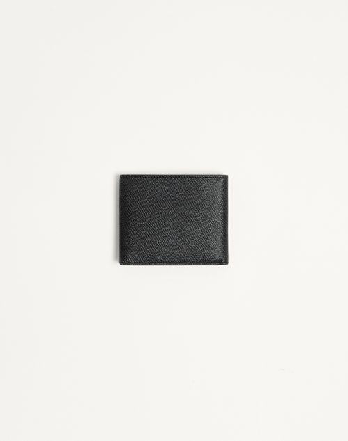 Valentino Garavani - Valentino Garavani Vlogo Signature Grainy Calfskin Wallet - Black - Man - Wallets And Small Leather Goods