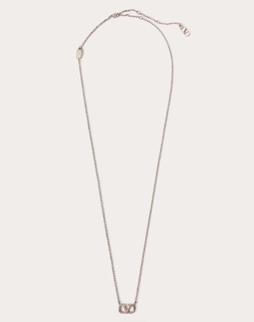 Valentino Garavani Vlogo Signature Metal And Swarovski® Crystal Necklace Woman Palladium/crystal Uni