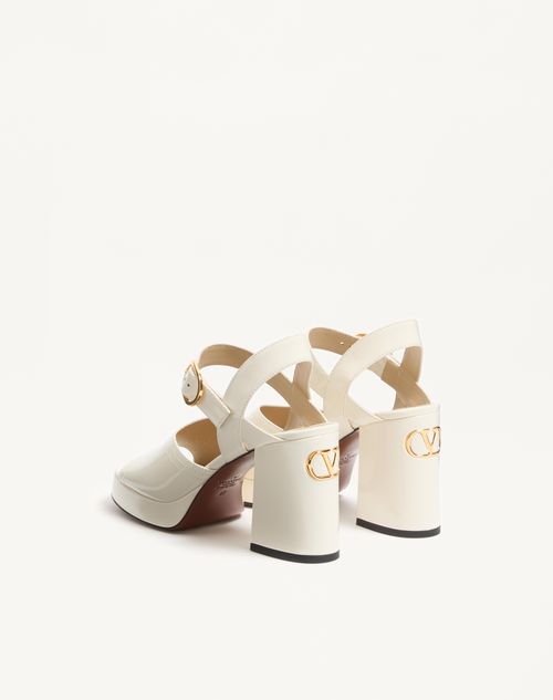 Valentino Garavani - Fawcette Platform Sandal In Polished Calfskin 100mm - Ivory - Woman - Sandals