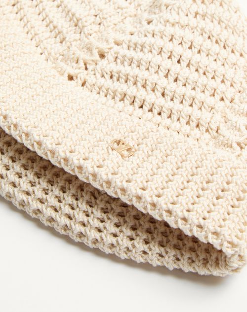 Valentino Garavani - Vlogo Signature Knitted Cotton Beanie - Butter - Man - Hats And Gloves