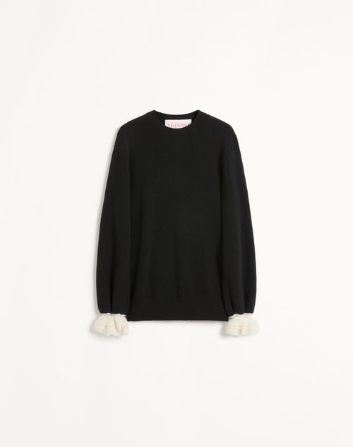 Valentino Pull En Laine Et Mohair Femme Noir/ivoire M In Black