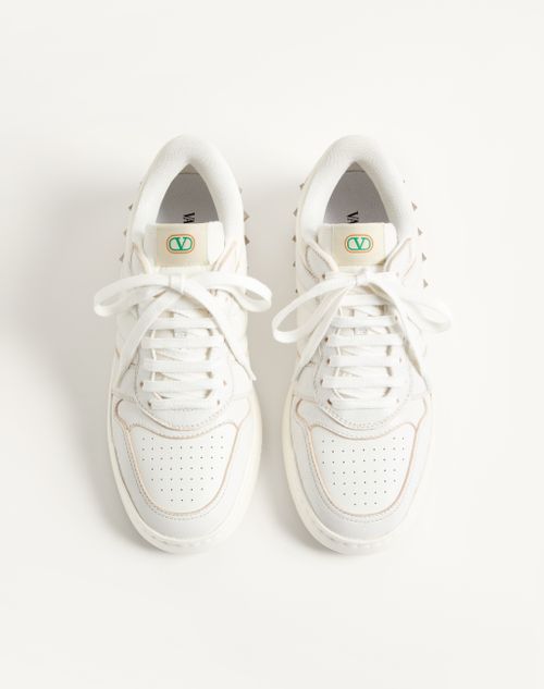 Valentino Garavani - Freedots Trainer In Kidskin And Nappa Calfskin With Stud Detail - White - Man - Trainers