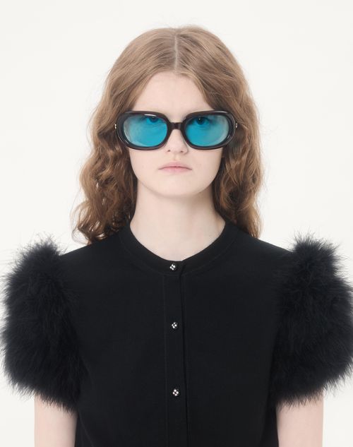 Valentino - Wool Knit Cardigan With Feathers - Black - Woman - Knitwear