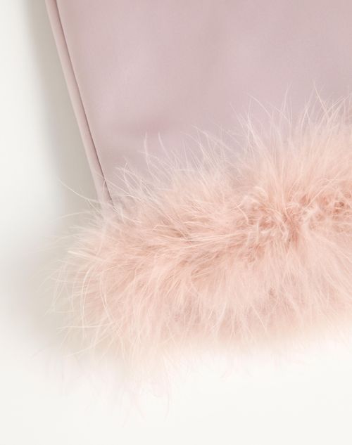 Valentino - Satin Skirt With Feathers - Mauve - Woman - Skirts