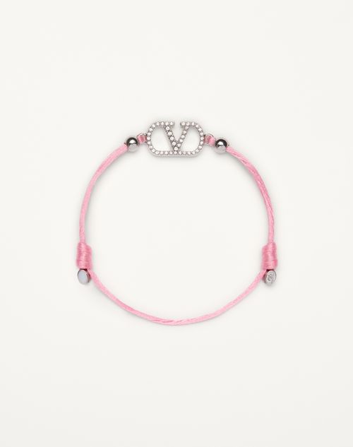 Valentino Vlogo Signature Fabric Bracelet In Pink/crystal