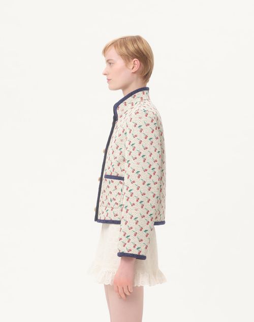 Valentino - Padded Caban With Cherryfic Print Jacquard - Birch/cherry Red/navy - Woman - Jackets And Blazers