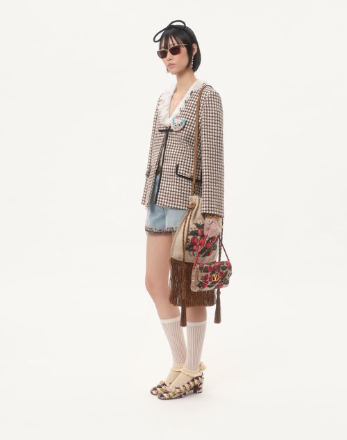Valentino Garavani - Valentino Garavani Nellcôte Alice Embroidered Bag With Fringes - Natural/multicolor - Woman - Shoulder Bags