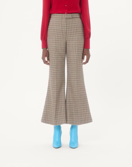 Valentino - Houndstooth Trousers - Beige - Woman - Trousers And Shorts