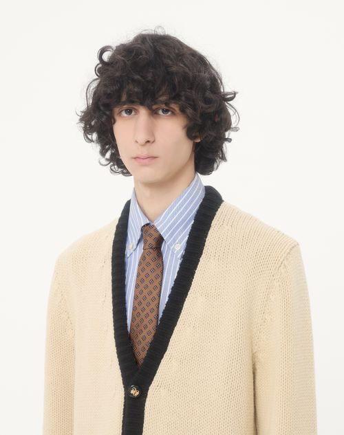 Valentino Garavani - Valentie Micro-check Silk Tie - Beige/black - Man - Ties