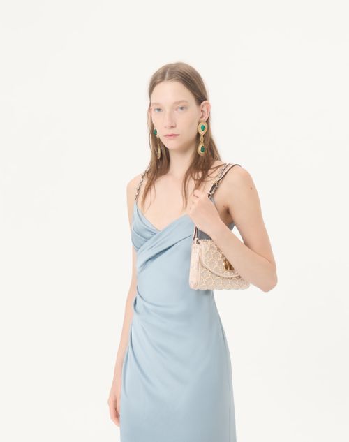 Valentino - Long Dress In Embroidered Cady Satin - Azure/silver - Woman - Gowns