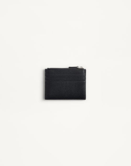 Valentino Garavani - Valentino Garavani Vlogo Signature Cardholder In Grainy Calfskin - Black - Man - Wallets And Small Leather Goods