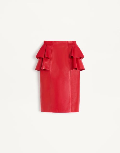 Valentino - Leather Midi Skirt - Red - Woman - Skirts