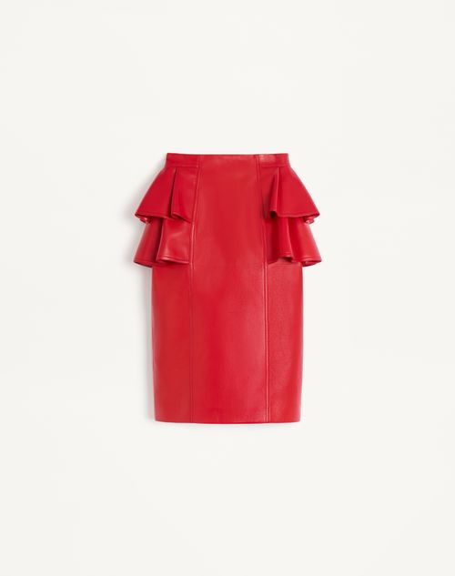 Valentino Leather Midi Skirt Woman Red 44