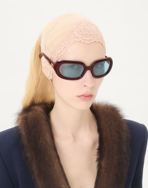 Valentino - Ovale Panoramabrille Aus Acetat - Dark Havana/light Blue - Unisex - Sonnenbrillen