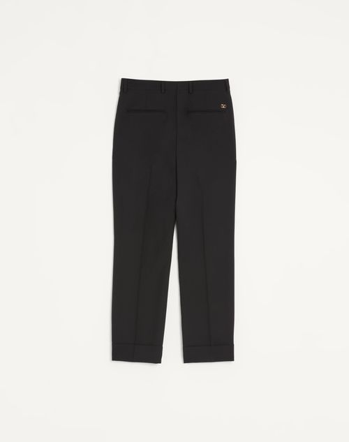 Valentino - Valentino Wollhose Mit Bündchen - Schwarz - Mann - Hosen Und Shorts