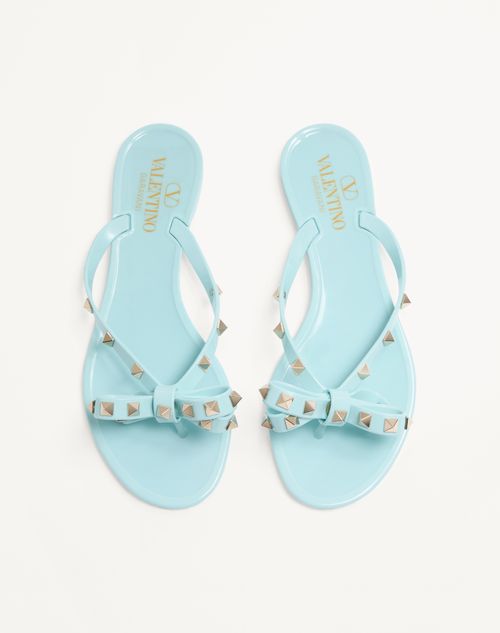 Valentino Garavani - Rockstud Rubber Slipper - Aquamarine - Woman - Slides And Thongs