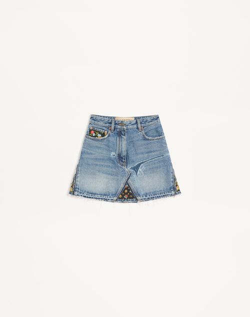 Valentino - Short Denim Skirt - Blue - Woman - Denim