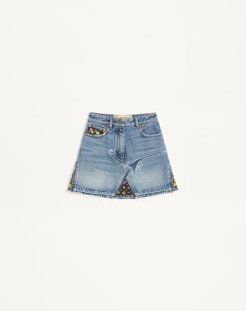 Valentino Short Denim Skirt Woman Blue 44