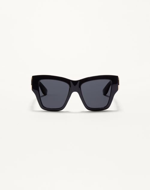 Valentino - Rectangular Acetate Eyewear - Black/grey - Woman - Eyewear