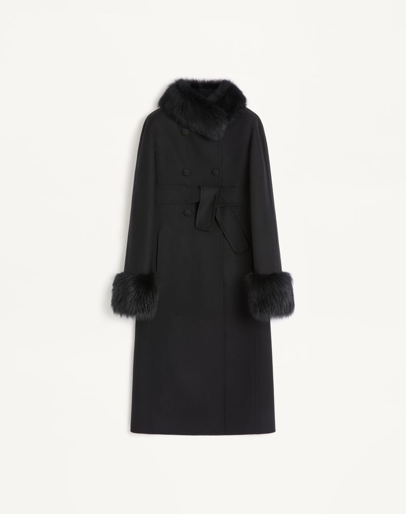 Valentino Women's Black Compact Drap Coat Woman 48