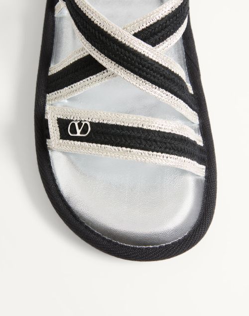 Valentino Garavani - Sandales Lake Powell Brodées Au Crochet - Noir/argent - Femme - Sandales