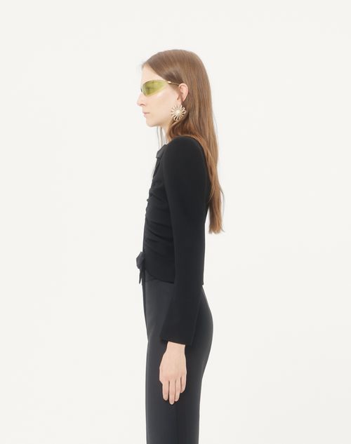 Valentino - Cropped Jacket In Crispy Light Wool - Black - Woman - Jackets And Blazers