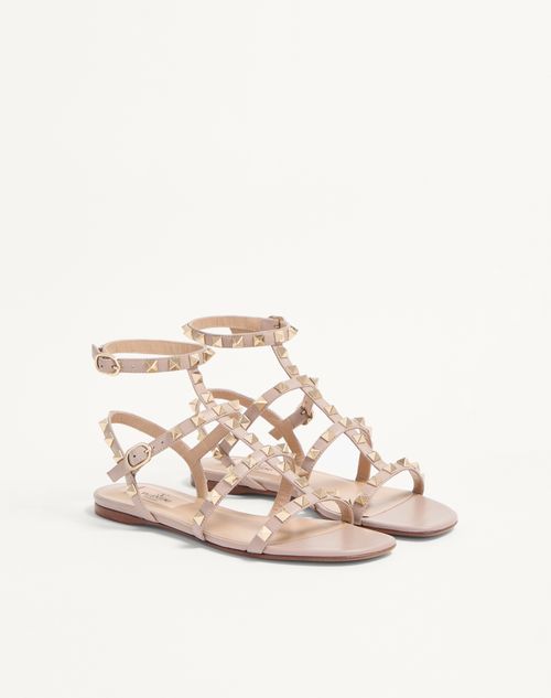Valentino Garavani - Rockstud Flat Calfskin Sandal With Straps - Skin - Woman - Sandals