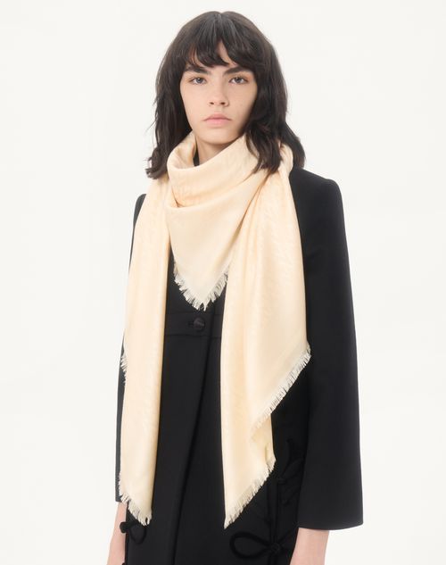 Valentino Garavani - Toute La V Wool And Silk Shawl - Butter - Woman - Soft Accessories