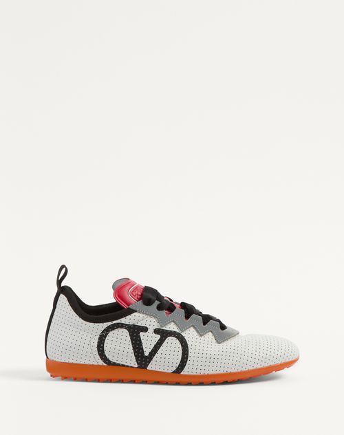 Valentino Chromathon Low-top Sneakers In Perforated Leather In Multicolour