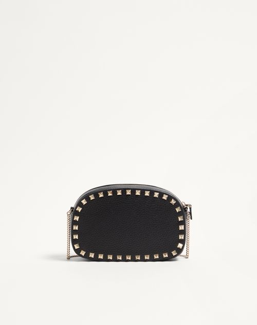 Valentino Garavani - Mini Rockstud Shoulder Bag In Grainy Calfskin - Black - Woman - Clutches