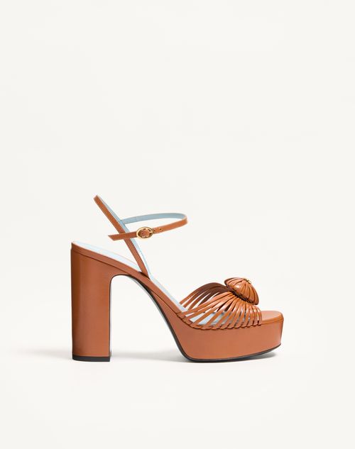 Valentino Garavani - Coeur Royal Platform Sandal In Kidskin 115mm - Roasted Pecan - Woman - Sandals