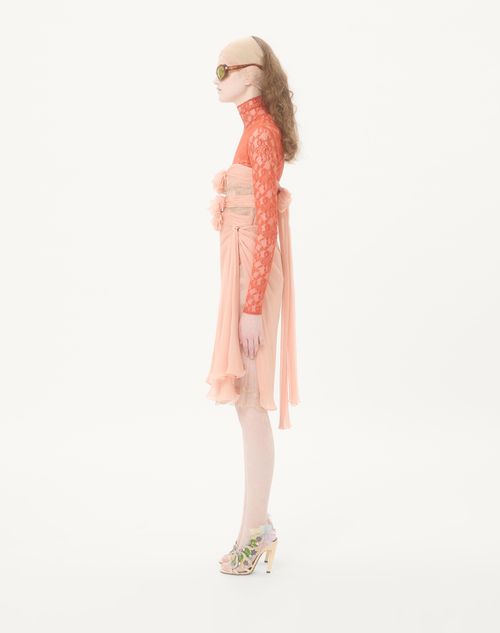 Valentino - Crepponne Chiffon Dress - Swirl Pink/gold - Woman - Dresses