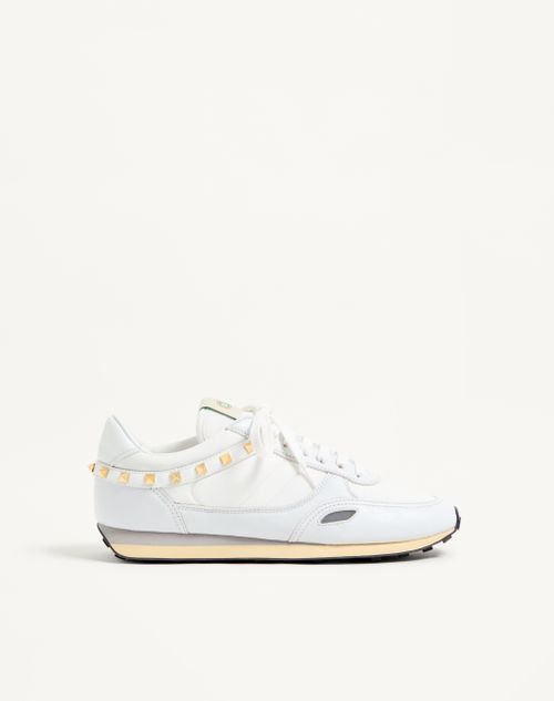 Valentino Garavani - Stud Up Trainer In Leather And Nylon - White - Man - Trainers