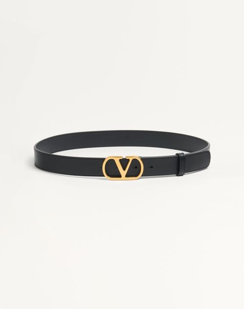 Valentino Garavani - Vlogo Signature Belt In Shiny Calfskin 30 Mm - Black - Woman - Belts