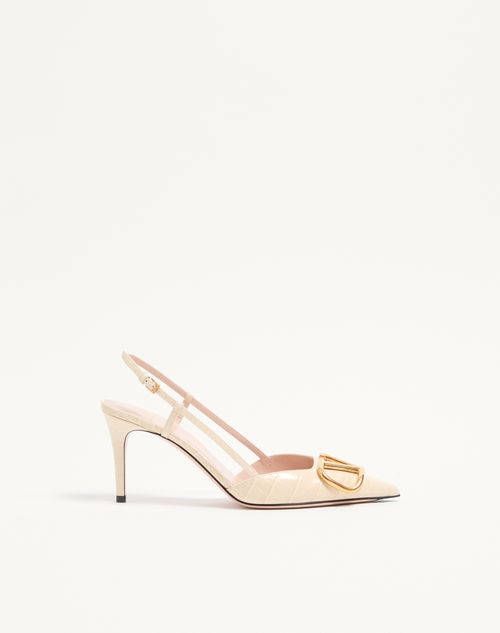 Valentino Garavani - Vlogo Signature Slingback Pumps In 80mm Printed Calfskin - Butter - Woman - Pumps