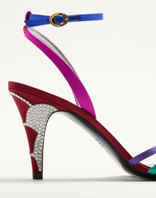 Valentino Garavani - Sandalia Ladycrush De Satén Con Cristales Y Tacón De 85 mm - Multicolor/plateado - Mujer - Sandalias